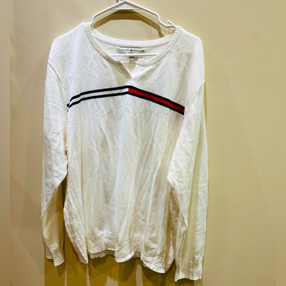 Tommy Hilfiger V-Neck White Solid Sweaters for Women, 3XL, 100% Cotton - Picture 1 of 10